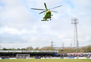 Non-league clash ABANDONED due to medical emergency in crowd as air ambulance lands on pitch