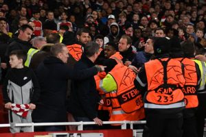 Bayern Munich fans clash with stewards despite stadium ban as Arsenal fans want ticket sellers ‘banned for life’