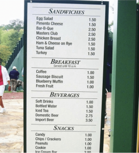 ‘What year are those prices from?’ ask baffled fans as Masters 2024 price list emerges with .50 for a sandwich