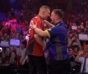 Luke Littler dances to pal Nathan Aspinall’s walk-on song as darts fans left in tears by their ‘wholesome’ friendship