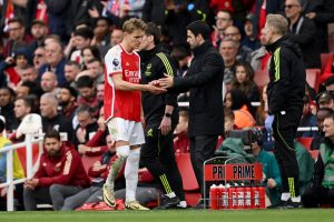 Major Arsenal injury worry as Martin Odegaard ‘unable to continue’ against Aston Villa… days before Bayern clash