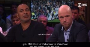 Man Utd boss Ten Hag looks irritated as he defends wide-open tactics to Premier League icon in unearthed clip from 2019