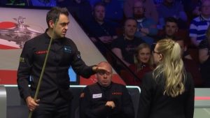 Ronnie O’Sullivan tells female ref to ‘CHILL’ at World Snooker Championship as BBC pundit says ‘never seen this before’