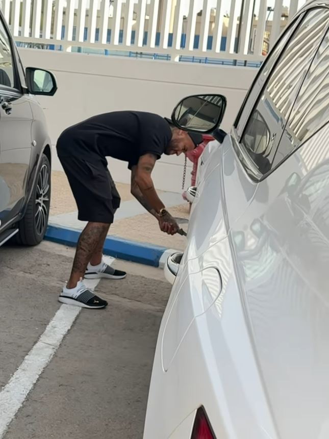 Neymar slashes team-mate’s tyres in response to harmless shoelace prank as fans say ‘that’s a bit extreme’