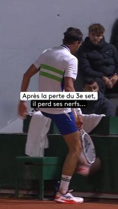 Watch embarrassing moment French Open star is forced to retire after injuring himself kicking a barrier mid-match