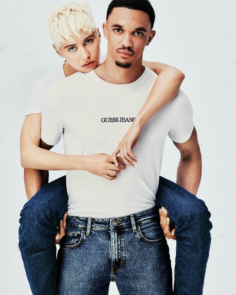 Trent Alexander-Arnold gives girlfriend Iris Law a lift as the pair model Guess Jeans in new deal as brand ambassadors