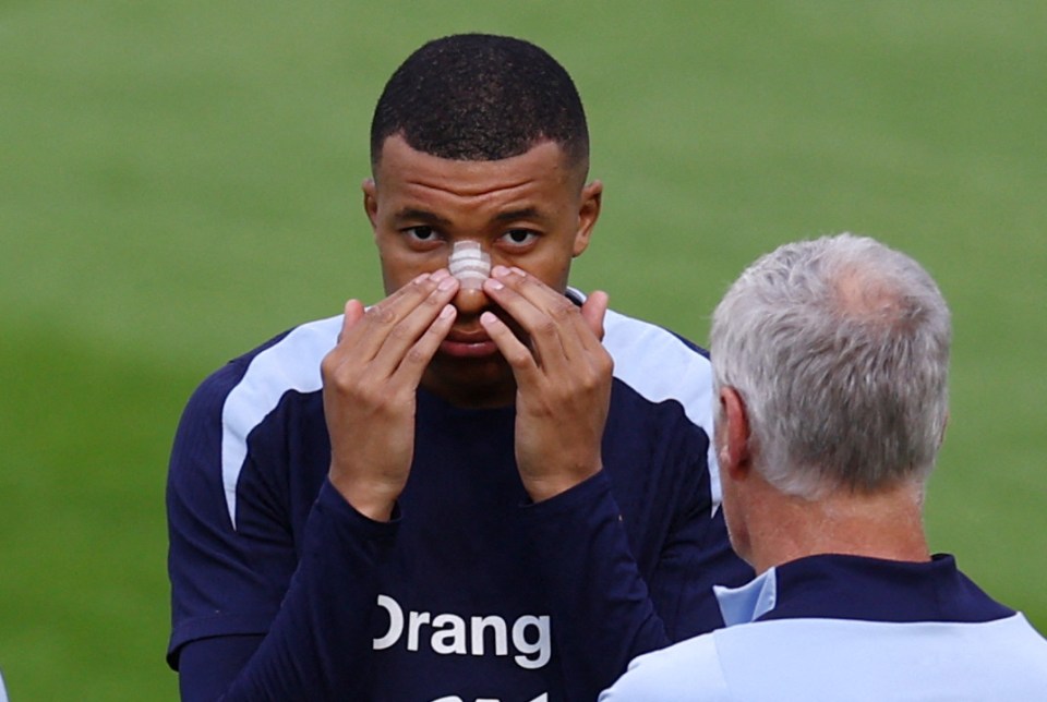 Kylian Mbappe spotted for first time with nose protector after France star’s worrying injury against Austria