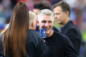 Moment former Man Utd star Bastian Schweinsteiger suffers awkward coffee cup punditry blunder live on TV at Euro 2024