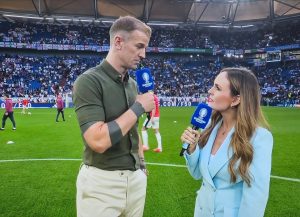 Fans joke that Joe Hart ‘looks like a zebra crossing’ as former England goalkeeper shows off bizarre tattoos live on BBC