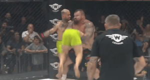 Watch Eddie Hall ‘POWERBOMB’ MMA fighter then knock him out cold in 2vs1 ‘freak fight’ as fans ask ‘who let this happen’