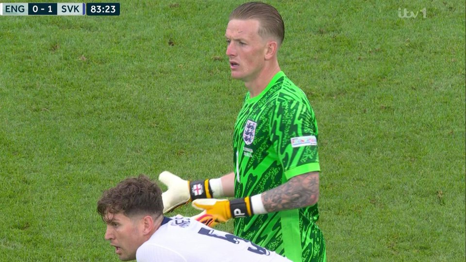 Fans spot Jordan Pickford’s ‘baffled’ reaction to Southgate’s substitution in England’s Euro 2024 clash against Slovakia