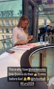 Laura Woods branded a ‘queen’ as Eni Aluko spots what ITV presenter did five minutes before going live at Euros