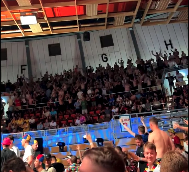 Watch moment England fans at European Darts Tour celebrate after finding out Scotland have been knocked out of Euro 2024