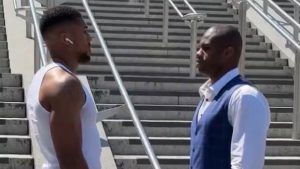 Watch Anthony Joshua and Daniel Dubois’ intense first face-off ahead of blockbuster British fight