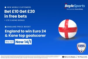 Euro 2024 offer: Get £20 in free bets and £10 casino bonus PLUS England to win Euros and Harry Kane top scorer boost