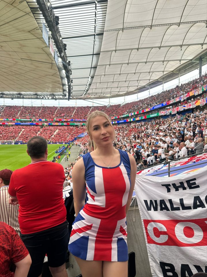 Moment Astrid Wett has drink thrown at her at England vs Denmark clash before man leaps in to defend her