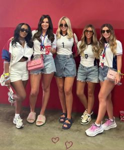 Dani Dyer poses with glam England Wags including Megan Pickford and Tolami Benson ahead of crunch Euro 2024 showdown