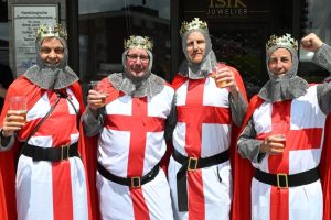 England fans get ready to cheer on Three Lions against Slovakia as they fight for place in quarter-final