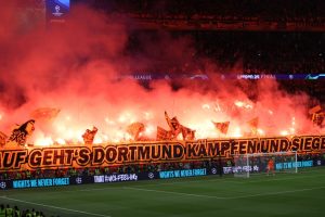 Fans blast second Wembley security breach as Dortmund fans light wall of flares at half-time of Champions League final