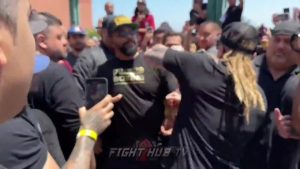 Watch crazy moment huge brawl breaks out between Nate Diaz and Jorge Masvidal’s teams ahead of UFC stars’ boxing fight