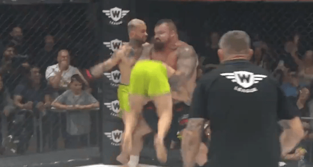 Eddie Hall calls out ‘hard b******’ for 285kg World’s Strongest Man fight after brutal TKO at World Freak Fight League