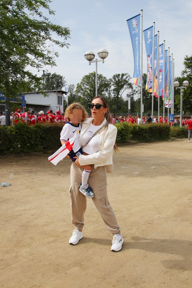 Lauryn Goodman arrives with son Kairo to see dad Kyle Walker play in Euros clash – as player’s wife Annie takes seat