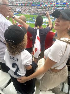 Lauryn Goodman’s son Kairo wears ‘daddy’ England shirt to watch Kyle Walker play in Three Lions’ Euros clash