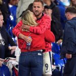 Harry Kane kisses wife Kate and Conor Gallagher cosies up to stunning model Wag as England stars celebrate in stands