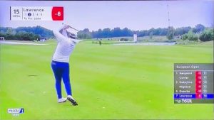 Moment Tour pro smacks fan with golf ball with wayward shot as commentator gasps ‘oh no, no’