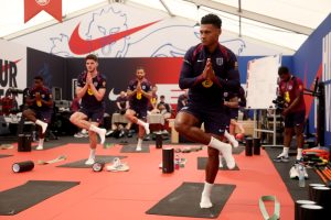 England stars put through their paces in post-match yoga session after struggling to Denmark draw