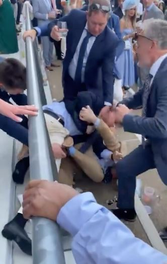 Shocking moment racegoers brawl at Royal Ascot leaving one covered in blood