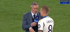 Watch moment Jamie Carragher is TOLD OFF by staff mid-interview after Real Madrid’s Champions League final triumph