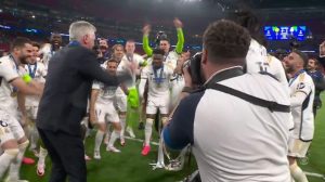 Watch Carlo Ancelotti lead Real Madrid stars in wacky dance before they throw him up in air after Champions League final