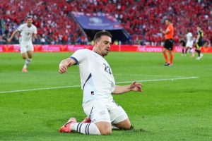 Fans in stitches at Shaqiri’s ‘terrible’ celebration after ‘digging up half the pitch’ following wondergoal vs Scotland