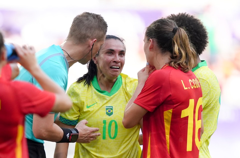 ‘Greatest female footballer ever’ sent off in tears for ‘criminal’ karate kick in potential last international game