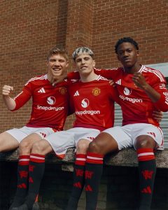 Man Utd reveal new 2024/25 home kit with nod to the future as three stars recreate iconic picture