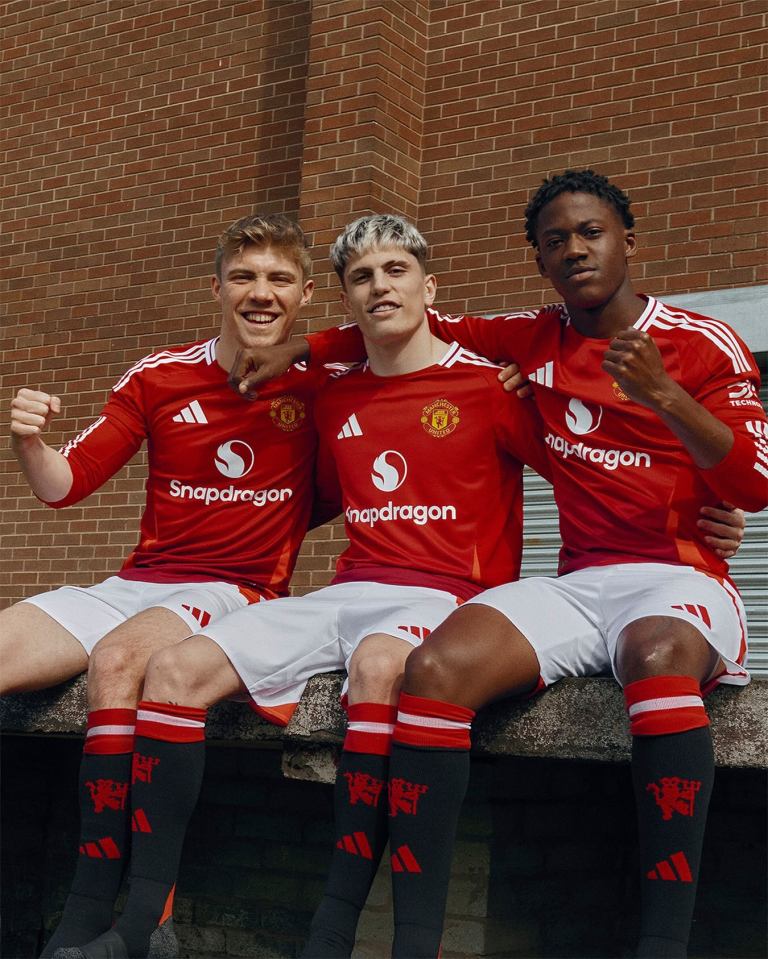 Man Utd reveal new 2024/25 home kit with nod to the future as three stars recreate iconic picture