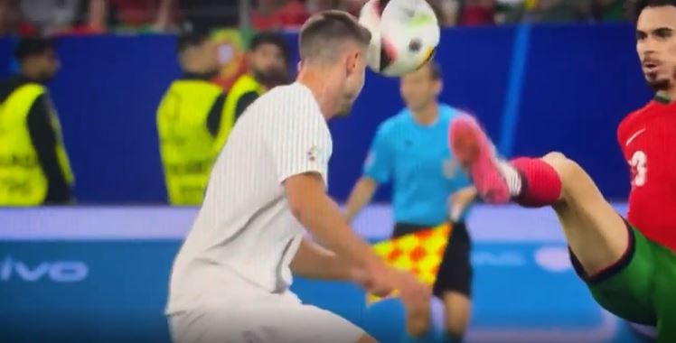 Fans claim Slovenia star won the ‘Fallon d’Floor’ with horror dive against Portugal and say ‘come collect your award’