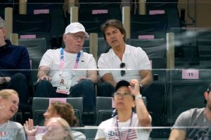 Tom Cruise and Ariana Grande lead the A-listers as they watch the gymnastics at Paris Olympics