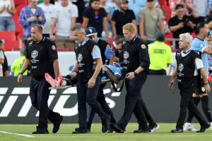 Sickening moment Uruguay star carried off in neck brace after suffering alarming injury in Copa America clash