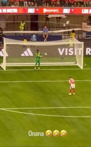 Fans in stitches as Andre Onana’s attempts at mind games go horribly wrong in Man Utd’s penalty shootout win v Arsenal