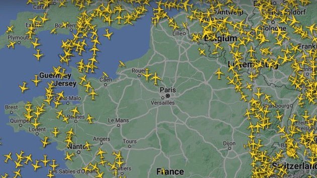 Pic shows no-fly zone the size of BELGIUM over Paris Olympics opening ceremony after sabotage attacks across France