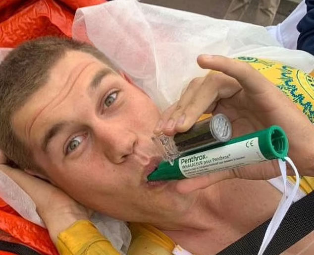 Paris Olympics star shows off gruesome gash in his side as he is rushed to hospital after horror cycling crash