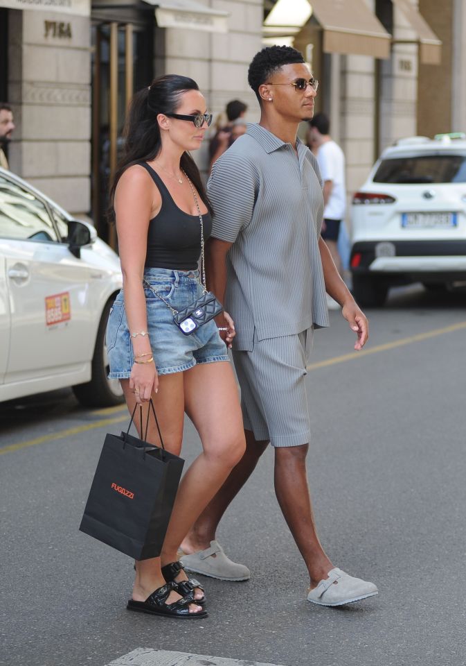 Loved-up England hero Ollie Watkins walks hand-in-hand with fiancee Ellie Alderson in Milan after romantic engagement