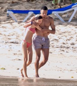 England star Trent Alexander-Arnold and girlfriend Iris Law look loved-up as they soak up sun on beach in Barbados