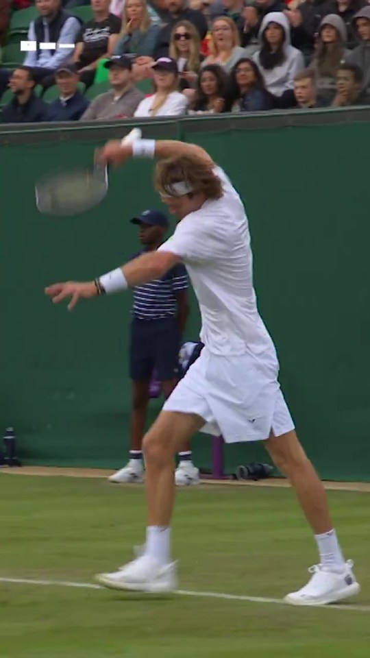 Watch ‘extraordinary’ moment Wimbledon hothead Andrey Rublev makes himself BLEED by bashing leg with racquet in meltdown