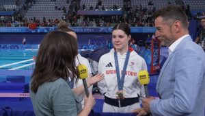 Watch as teary First Dates star Fred Sirieix interviews daughter Andrea on BBC after Paris Olympic diving medal