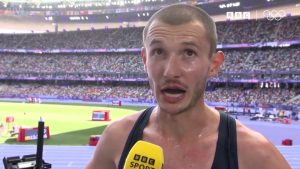 Watch Danny Mills’ son George’s fuming interview live on BBC after clashing with rival over Olympics 2024 race fall