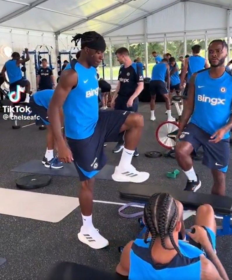 Fans in stitches at Chelsea’s crowded weights room in training video and say it ‘looks like going to gym on January 1’