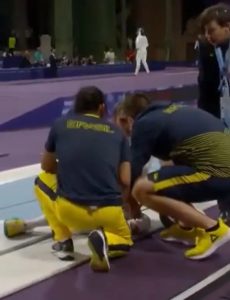 Fans say ‘this will haunt him forever’ as Paris Olympics worker makes embarrassing gaffe while treating injured fencer